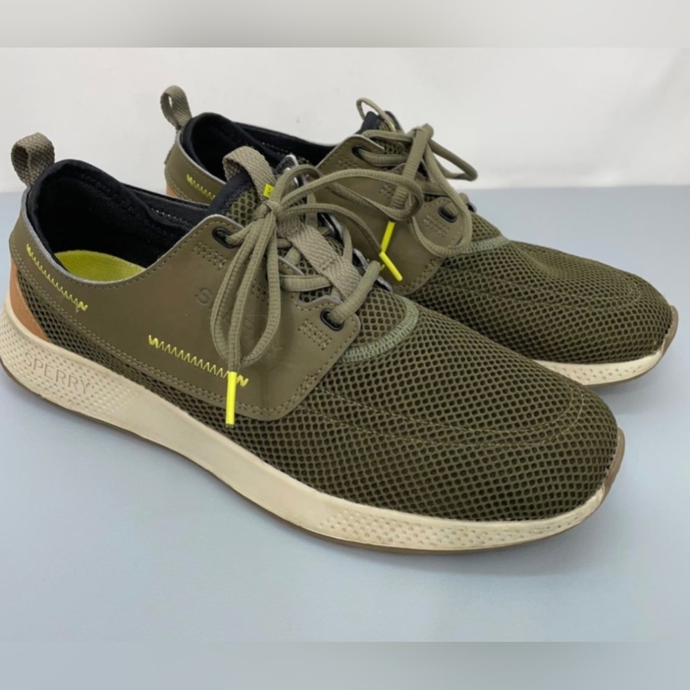 Sperry 7 Seas Men's Water Sport Sneakers Olive Size 10 Like New MSRP $68